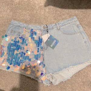 Missguided Sequin Panel Shorts